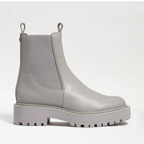 Sam Edelman Laguna Pebble Grey Leather Chelsea Moto Boots Size 7 - Picture 2 of 10